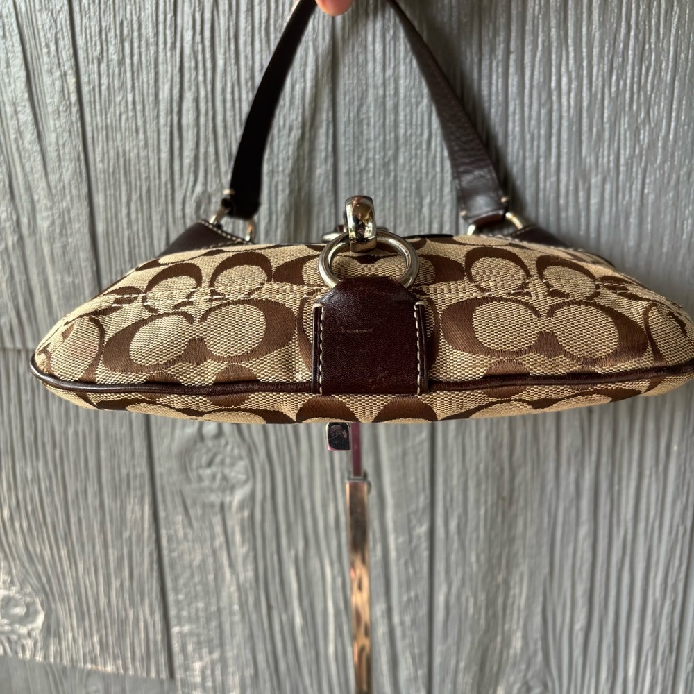 Vintage Coach Brown Canvas Mini Hobo Leather Trim Shoulder Bag Purse Y2K 10283 - Picture 8 of 14